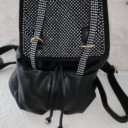 Rhinestones/leather Backpack 