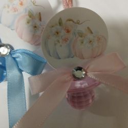 Pumpkins Gender Reveal Guest Pacifiers Necklaces