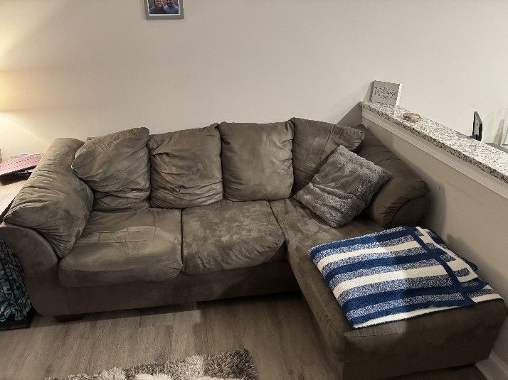 Grey Sectional And Loveseat