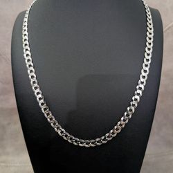 Solid Silver 20" Cuban Curb Chain 