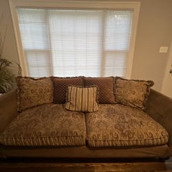 Elegant Cream/Brown Sofa