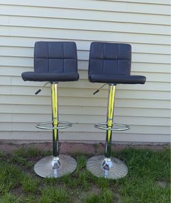 2 Black Adjustable Height Swivel Stools (Both For $10)