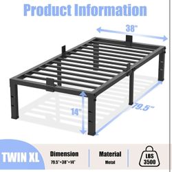 New Twin XL Size Bed Frames 14 inch High 3500 lbs Heavy Duty. Russell/Boulder Area.