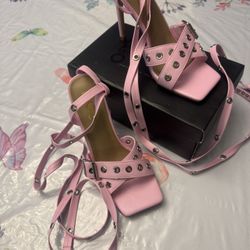 EGO pink buckle strap stiletto heels -size 7 