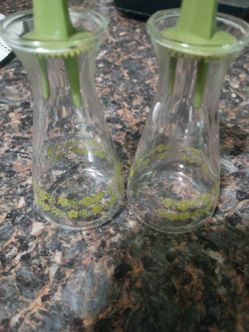 Vintage pyrex spring blossom green salt and pepper shakers