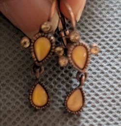 Copper toned ear drop earrings