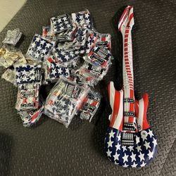 Pool Toy - Inflatable USA Flag Guitar - 40"'inflated -- 58 available