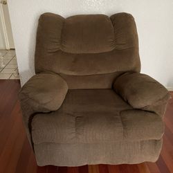 Brown Fabric Recliner Rocking Chair 