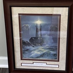 Framed Lighthouse Art With Bible Verse