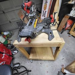 Miter Saw, Compound, Sliding Duel Bevel 10" On Cart