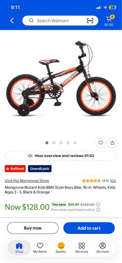 Kids mongoose bmx bike ages 3-5 new cone with two new helmets