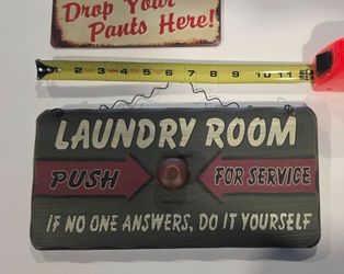 1 wood and 1 tin Laundry Room Hanging Signs