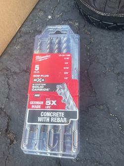 MILWAUKEE 5 PC SOLIDE CARBIDE WITH REBAR