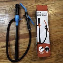 Electric Fuel Transfer Pump Powered, 3GPM Portable Fluid Transfer Siphon Pump with Oil Pipeline, Battery Gas Pumps with Adjustable Flow Control Nozzle
