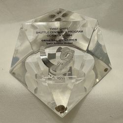 General Dynamics Space Systems Division Crystal Paperweight