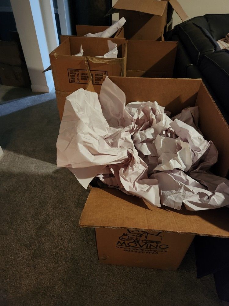 Moving Boxes W/ Packing Paper