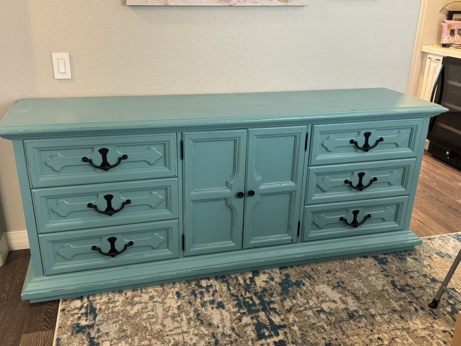 Beautiful Turquoise Buffet/Side Board Or Dresser