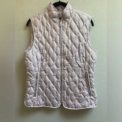 Eddie Bauer Goose Down Pastel Purple Embroidered Quilted Light Weight Vest Sz M
