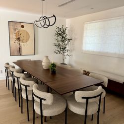 71" - 110" Extendable Walnut Dining Table With 12 Chairs