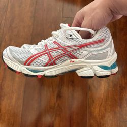 Womens Asics Gel Cumulus 13 Size 7 Running Shoes White/Red/Turquoise D Width