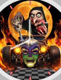 Evil witch Halloween Christmas clock
