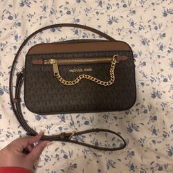 Michael Kors Jet Set Large Logo Crossbody Bag Brown