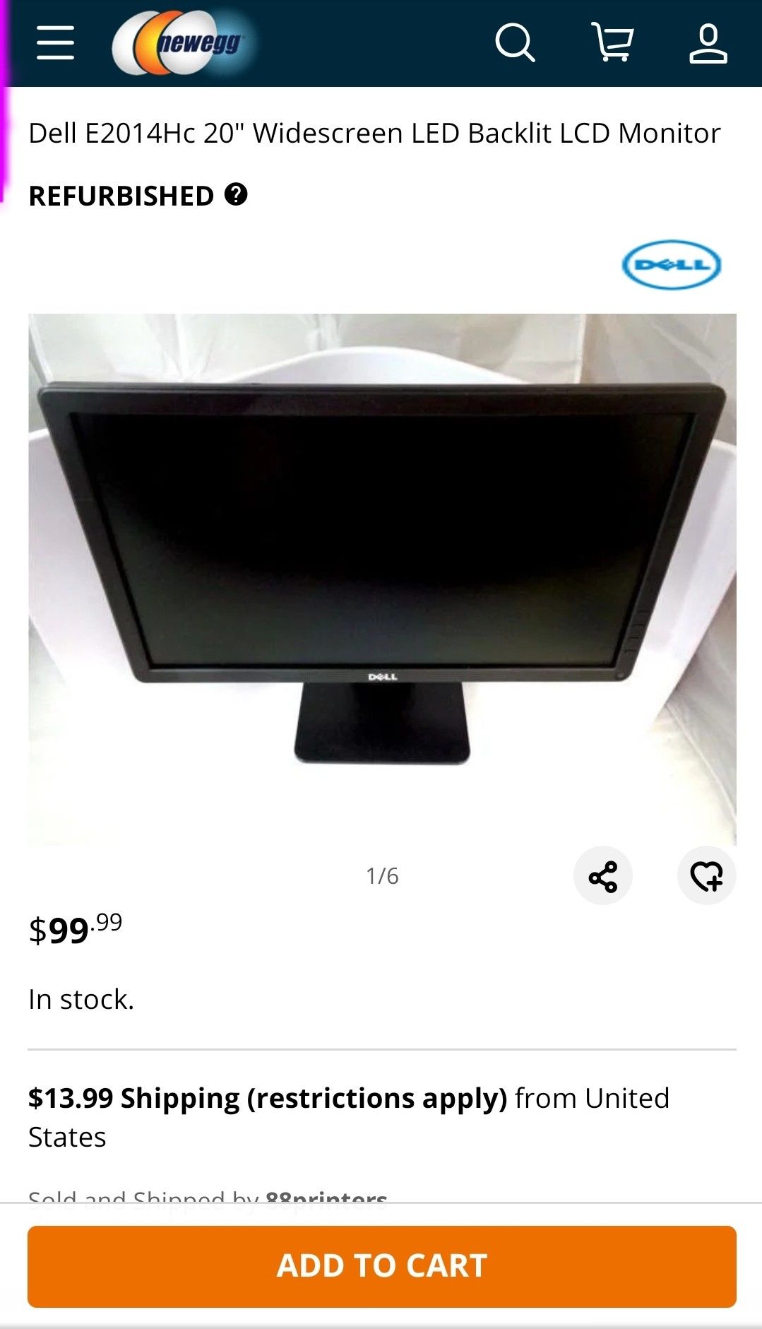 LED Backlit LCD Monitor ..Dell E2014Hc 20" Widescreen