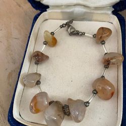 Pulsera Stainless Piedras Cuarzos Joyas Antiguas 