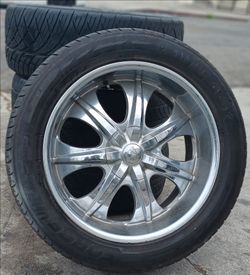 22” Chevy Silverado GMC Sierra CHROME Wheels & Tires Tahoe Yukon Escalade Suburban Rines Y