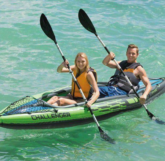 Intex Challenger K2 2-Person Inflatable Kayak and Accessory Kit with Oars & Pump