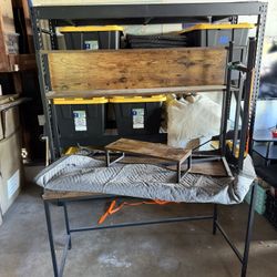 L-Shaped Corner Desk with Shelving - Rustic Brown