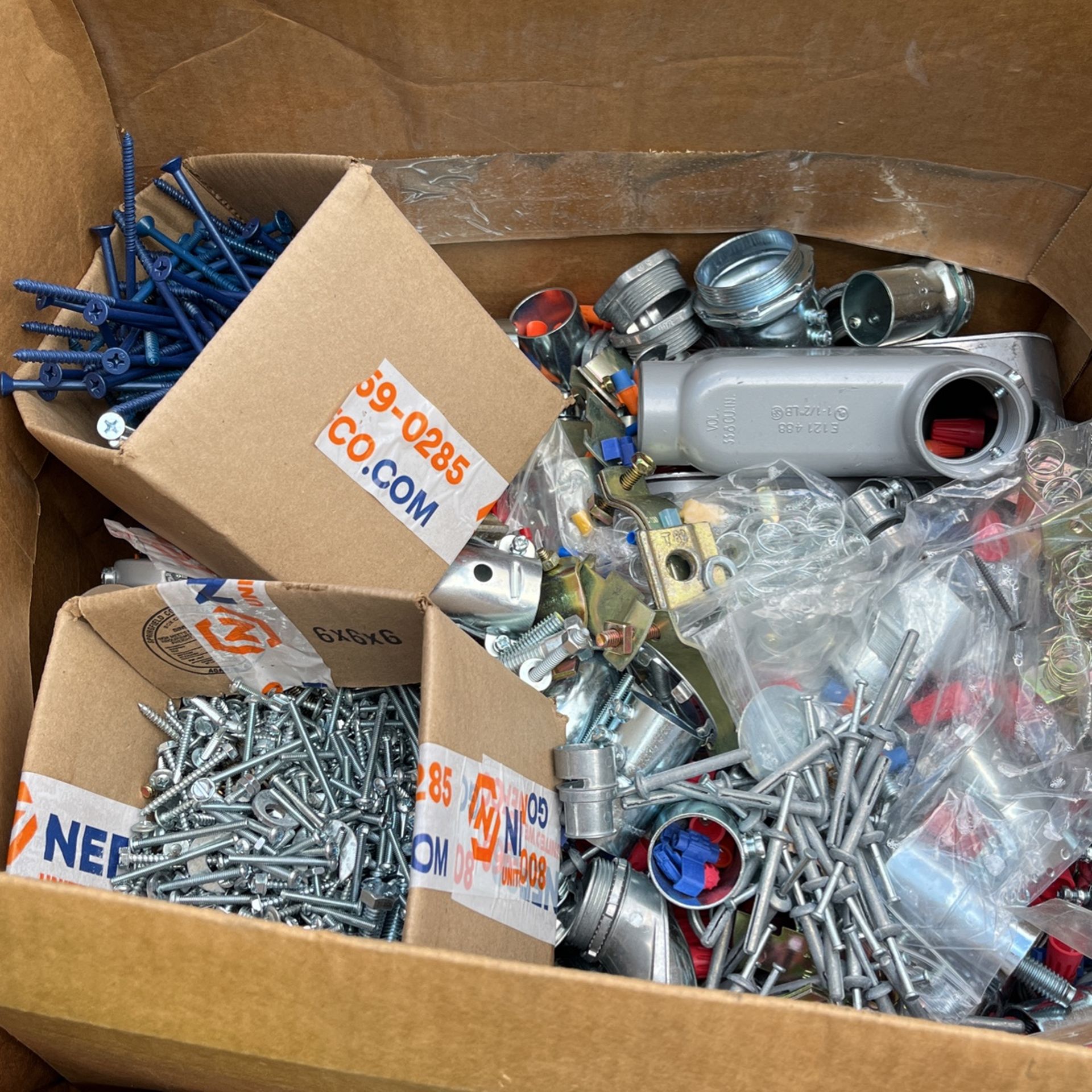 Assorted Hardware/connectors For Emt/bx LBs Electrical Connectors Wire Nuts Butt Splices Etc