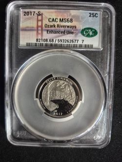 2017-S Ozark Riverways Quarter CAC MS68 Enhanced Unc