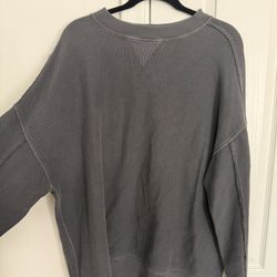 aerie Gray Ribbed Crewneck Sweater 