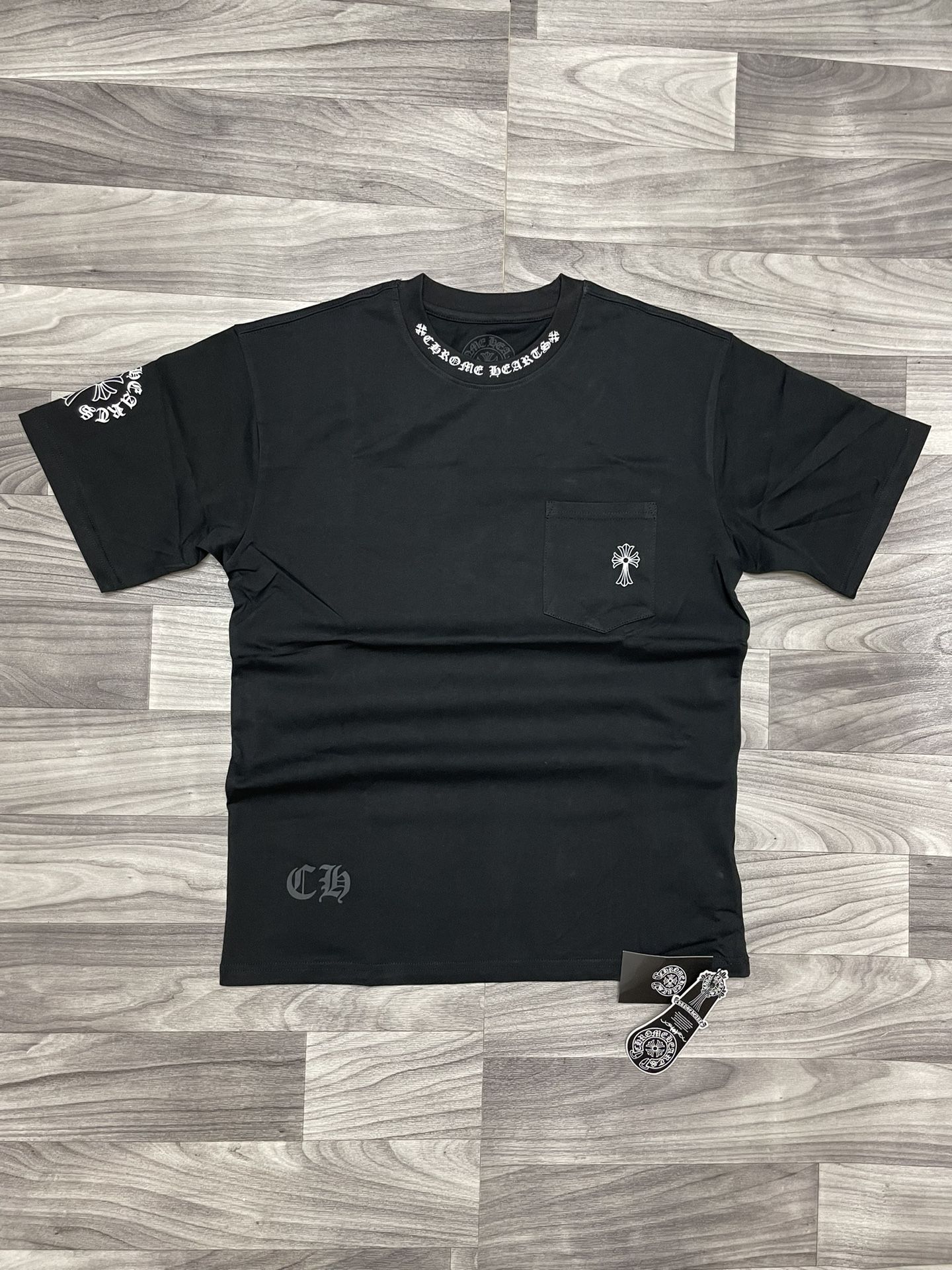 Chrome Hearts Neck Logo Black Cotton T-Shirt — Size Small