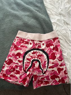 Bathing Ape Camo Shark Pink Sweat Men Shorts  LARGE