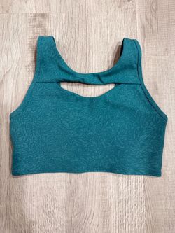 lululemon Teal Patterned Cutout Sports Bra Size 8 Excellent Condition 21501