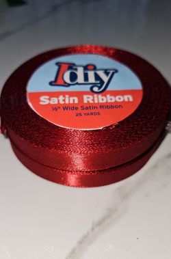2 RED iDIY Satin Ribbon, measuring 1/2 inch wide and 25 yards long Each 50 Yards Total