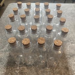 24 PC lot, Jars with Cork Lids Storage Bottles Herbs Spices Crafts Party Favors