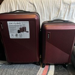 Skyline Hardside Checked 4pc Luggage Set - Pomegranate