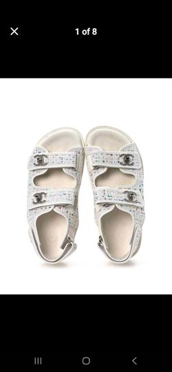 🔥Chanel Dad Sandals White Lambskin Size 36🔥