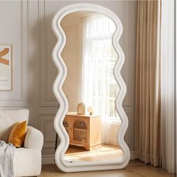 New White Flannel Wavy Full Length Standing Floor Mirror 71”x32”
