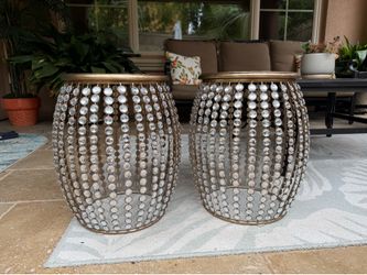 Lot of 2 gem gold stool side table end table bench plant stand