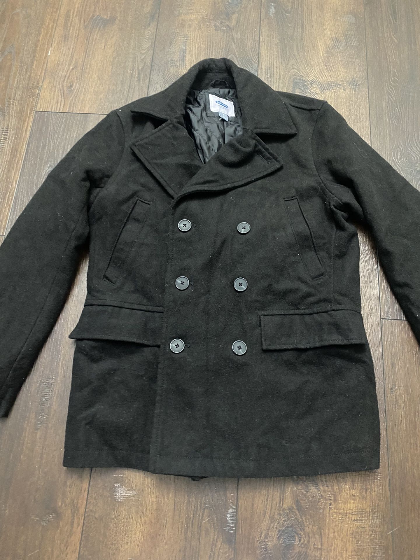 Men’s Black Pea Coat Jacket Size Small By Old Navy #15