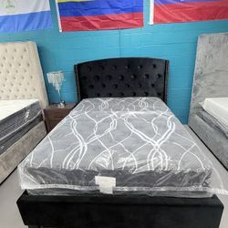 Queen Bed Frame With Mattress Set Pillow Top