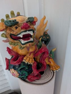 Vintage  toscano dog dragon asian