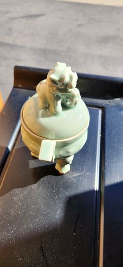 Vintage Celadon Foo  Dog Censer Burner