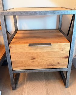 Oak & Steel Nightstand with Drawer - West Elm