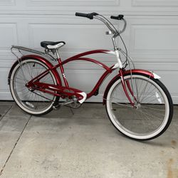Awesome Candy Apple Red Electra 3 Speed Aluminum Frame Super Deluxe Cruiser