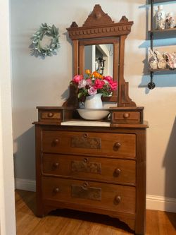 Late 1800s marble top mirrored Dresser